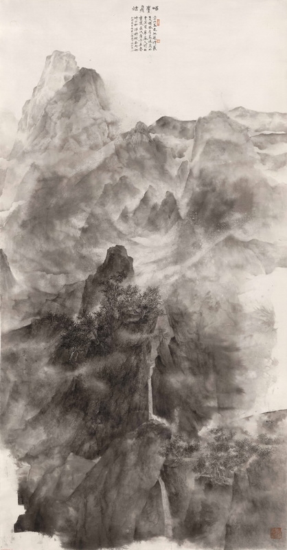 陳賽賽《峭崖飛流》120X240cm.紙本水墨.jpg